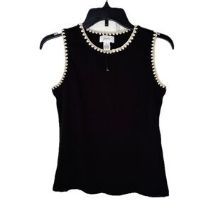 Black Tank Top with Cream Accents